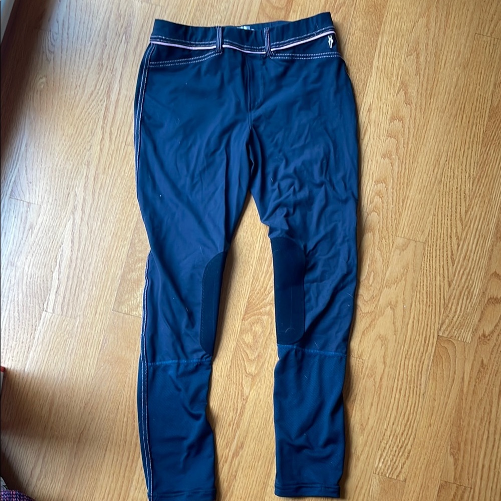 Navy Riding Pants with Light Pink Stitching - size children’s xl - Irideon